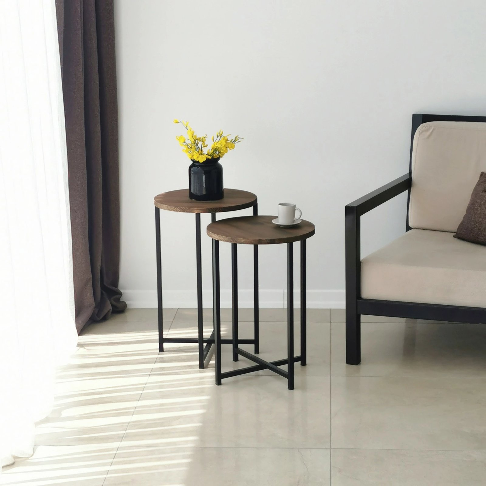 Set tavolina kafeje Hanah Home, Neta, ngjyrë arre