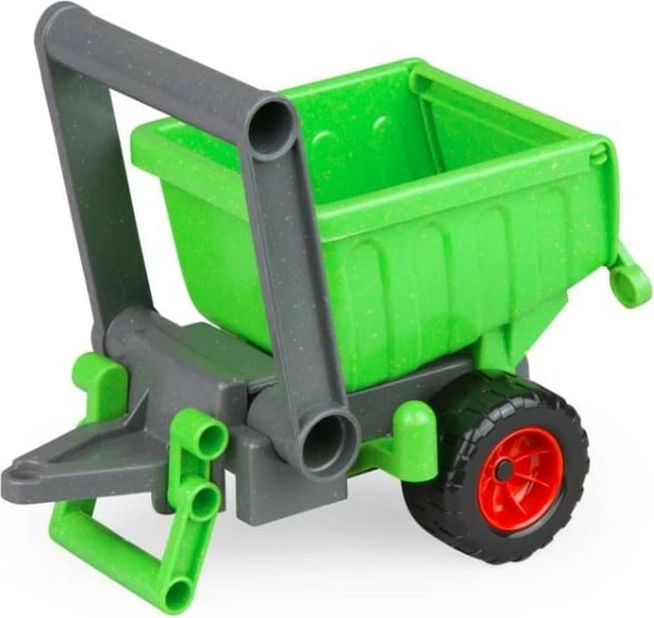 Rimorkio lodër Lena EcoActives, plastikë-dru, 23cm, për djem, e gjelbër/gri/kuqe/zezë