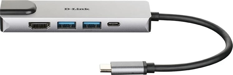USB-C hub D-Link DUB-M520, Thunderbolt 3, HDMI 4K, Gigabit Ethernet, 2x USB 3.0, Power Delivery 60W, alumini, zi