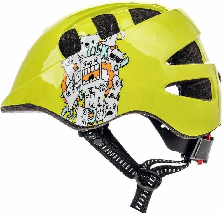 Helmetë për bicikletë për fëmijë Meteor MA-2 Monsters, e verdhë