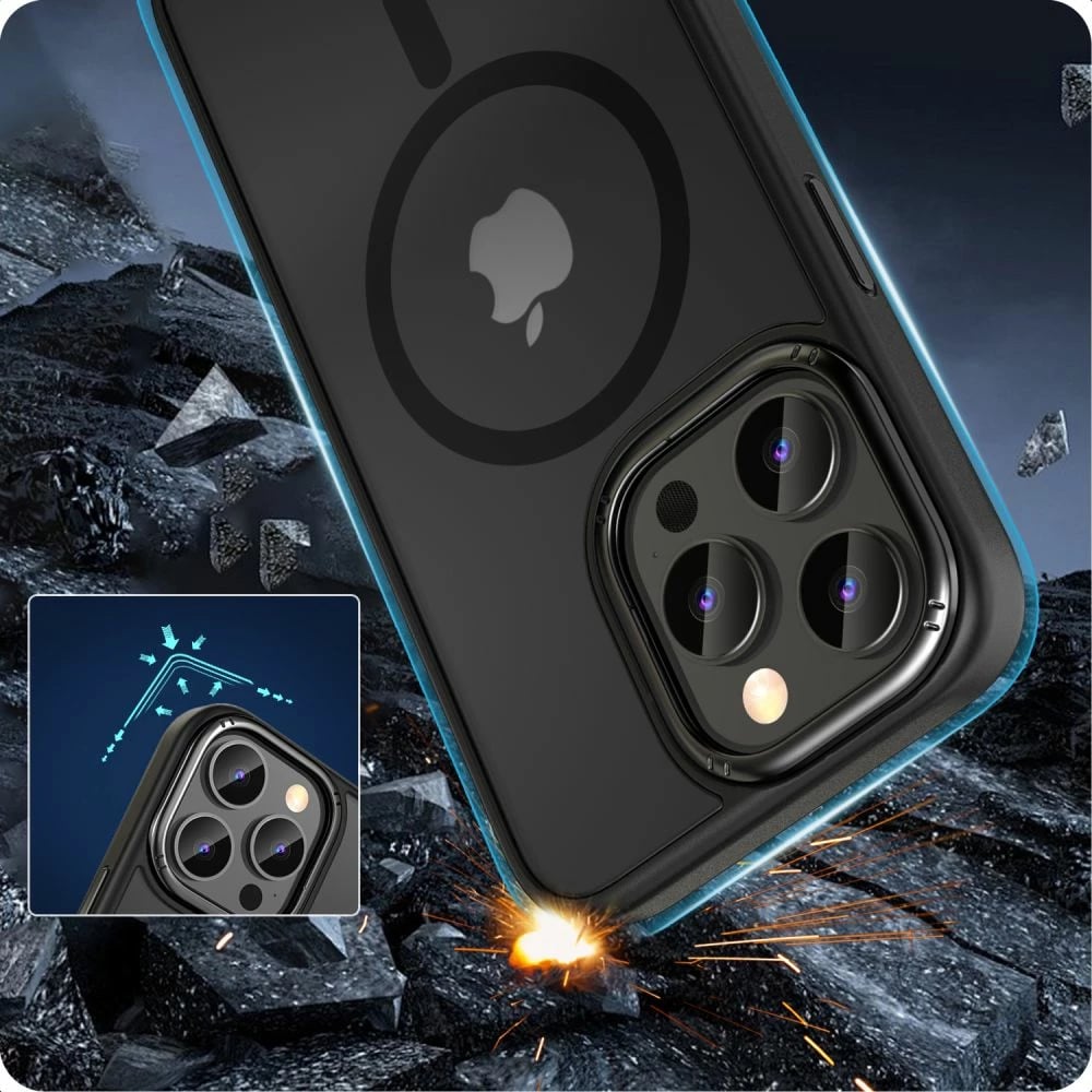 Mbështjellës Tech-Protect MagMat 2 për iPhone 15 Pro Max, MagSafe, i zi, gjysmë-transparent