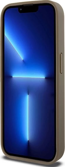 Mbështjellës DKNY Leather Pattern Metal Logo MagSafe për iPhone 15 Pro Max, kafe