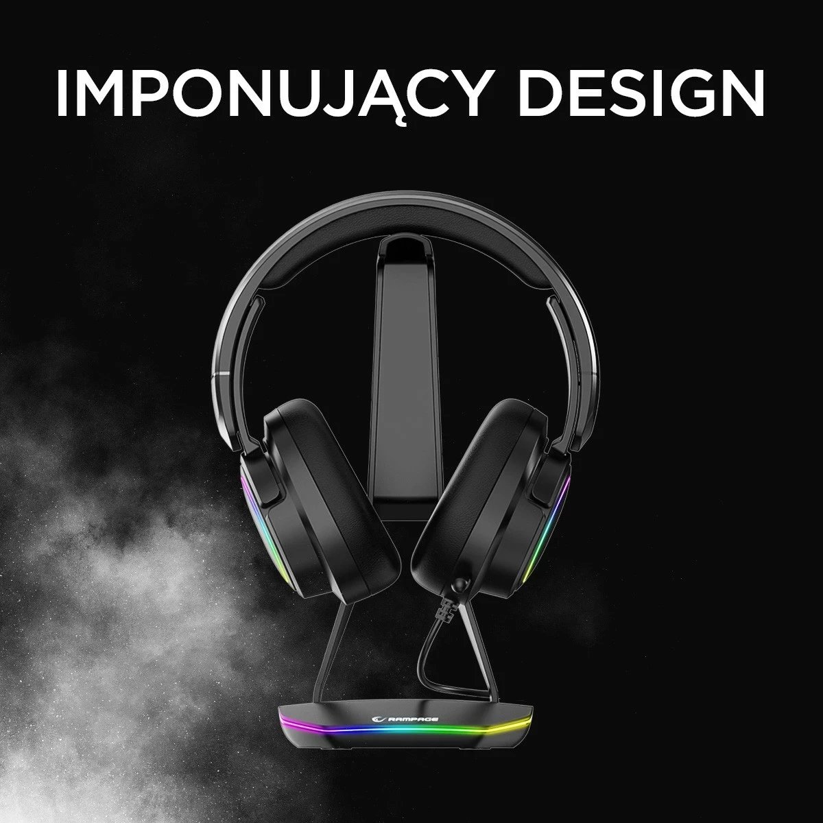 Stojak kufje Rampage T14, gaming, RGB, 2x USB, e zezë