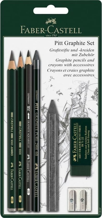 Set lapsa grafiti Faber-Castell Pitt Graphite, 7 copë, e zezë/e gjelbër/e gri