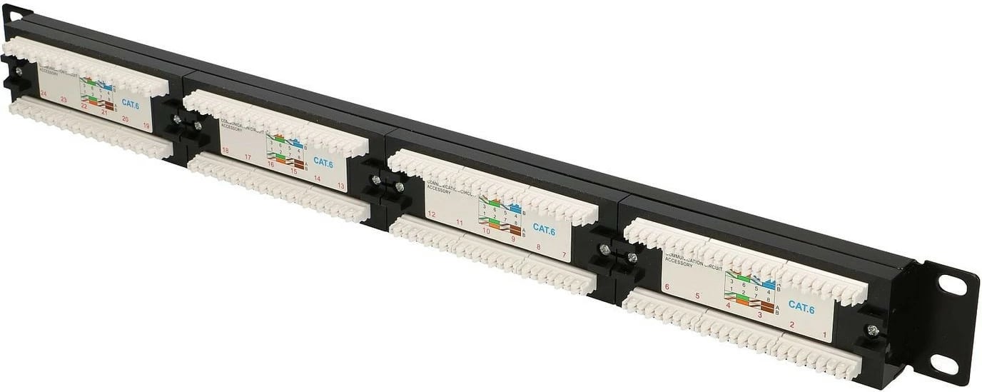 Patch panel Extralink EX.9816, 24 porta, CAT6 UTP, 1U, 19", zi