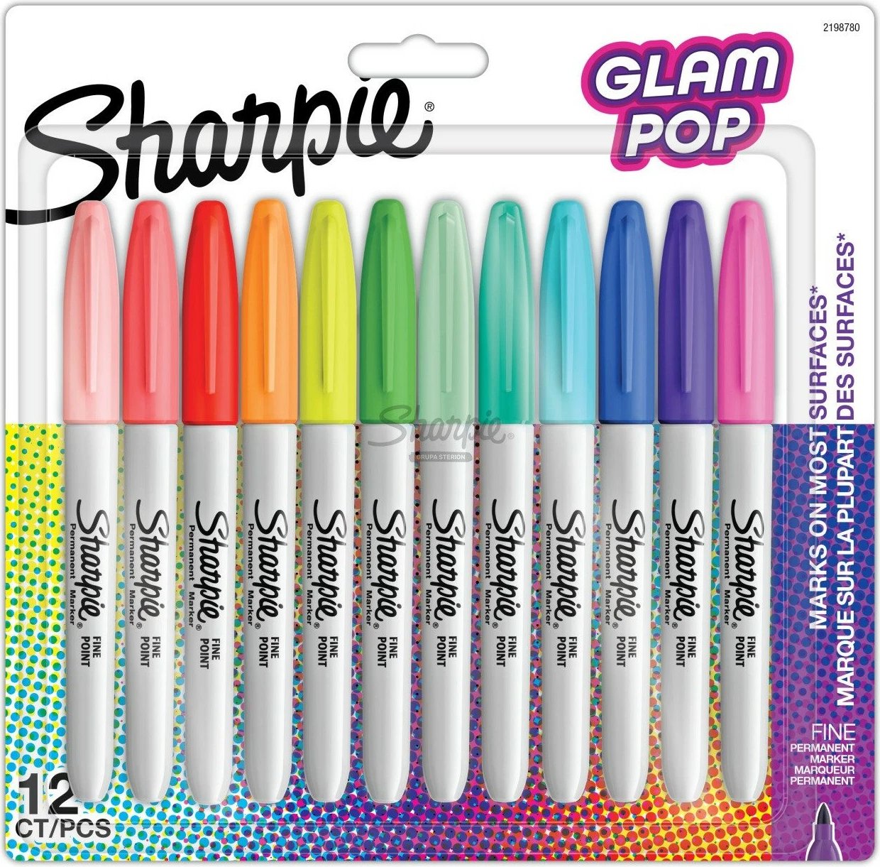 Set marker permanent Sharpie Glam Pop 12 copë ngjyra të ndryshme