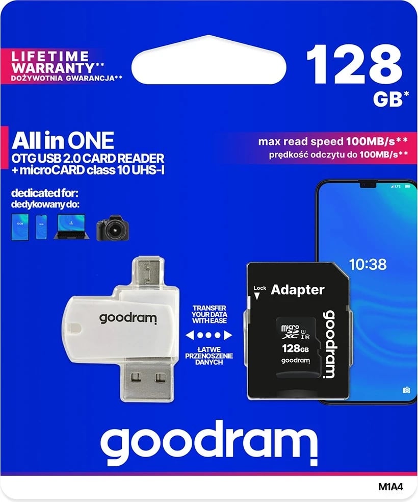 Kartë memorie GoodRAM 128GB microSDXC, me adapter dhe lexues