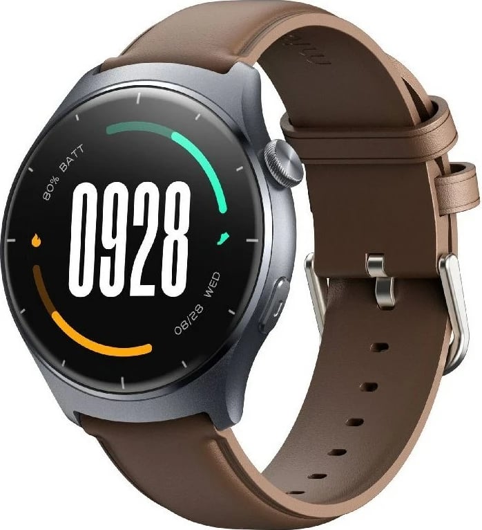Smartwatch Mibro Lite 3, 1.3" AMOLED, 32 MB RAM, 400 mAh, gri e errët me rrip kafe