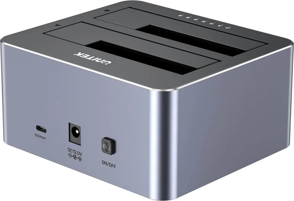 Stacion klonimi UNITEK, 2x SATA 2.5" 3.5", USB-C, Gri