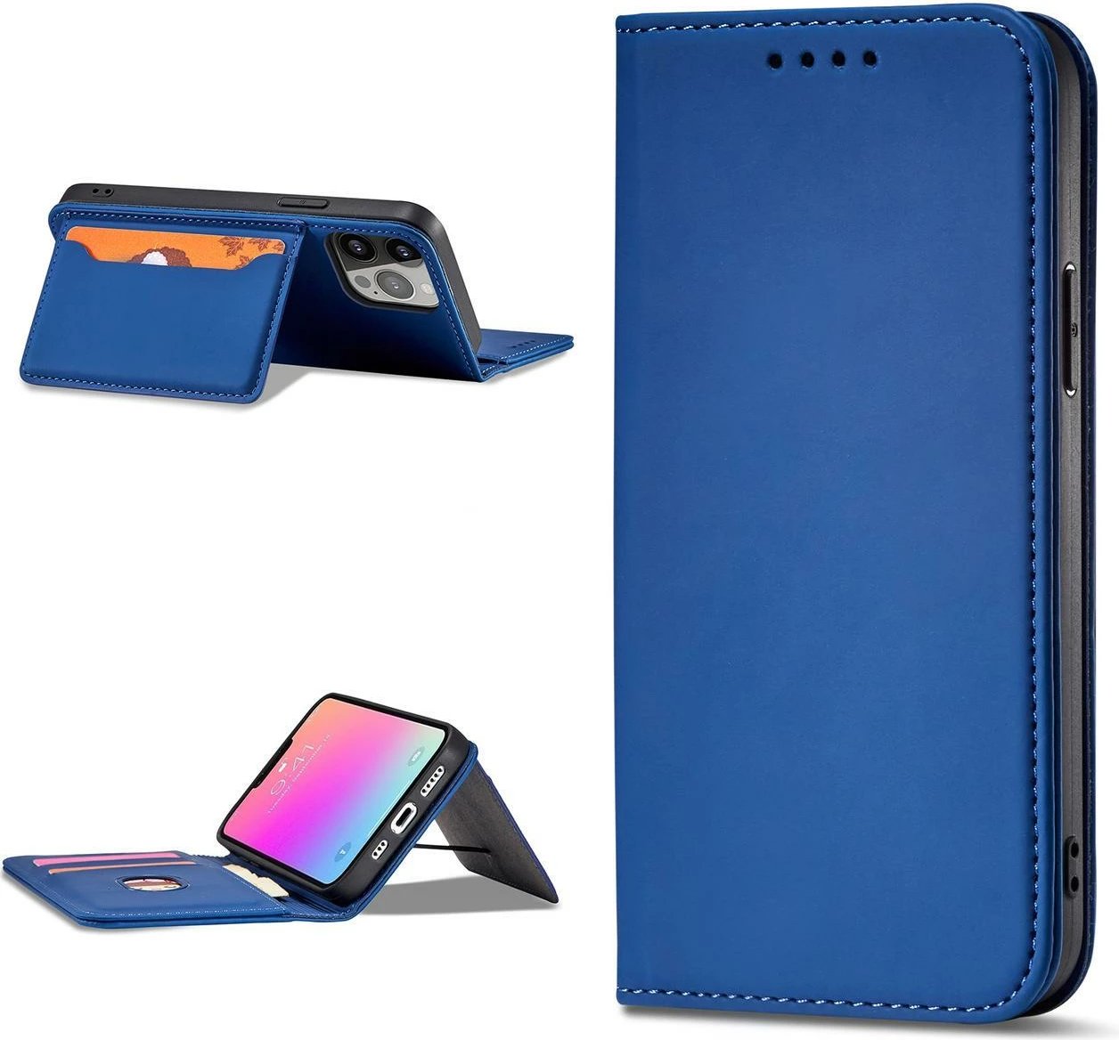 Mbështjellës Hurtel Magnet Card Case për Samsung Galaxy A23 5G, flip cover me portofol dhe stand, Blu
