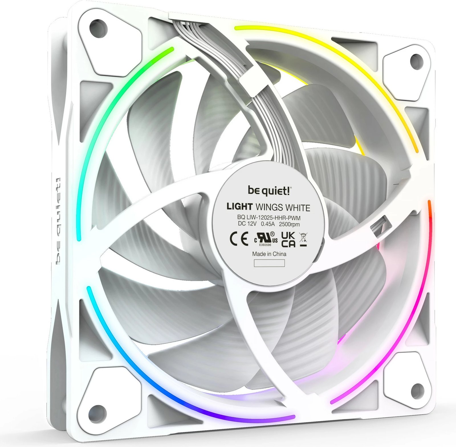Ventilatorë kasë Be Quiet! LIGHT WINGS 120mm PWM high-speed, 3 copë, RGB, bardhë