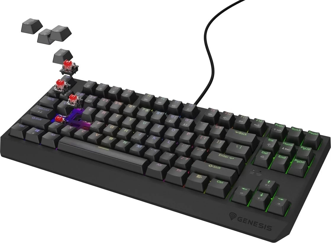 Tastierë mekanike GENESIS Thor 230 TKL, QWERTY, RGB, Wireless + Bluetooth, e zezë
