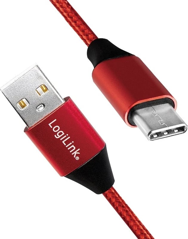 Kabllo LogiLink USB-C, 0.3m, e kuqe