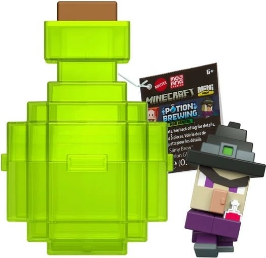 Figurinë aksioni Minecraft Mattel Mini Mode Potion Brewing Witch me enë potioni dhe grimca miksture, plastikë