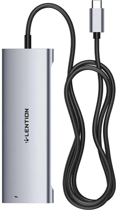 Adapter/hub Lention CB-TP-C37HACR-1M-GRY 8in1, 1m, Gri
