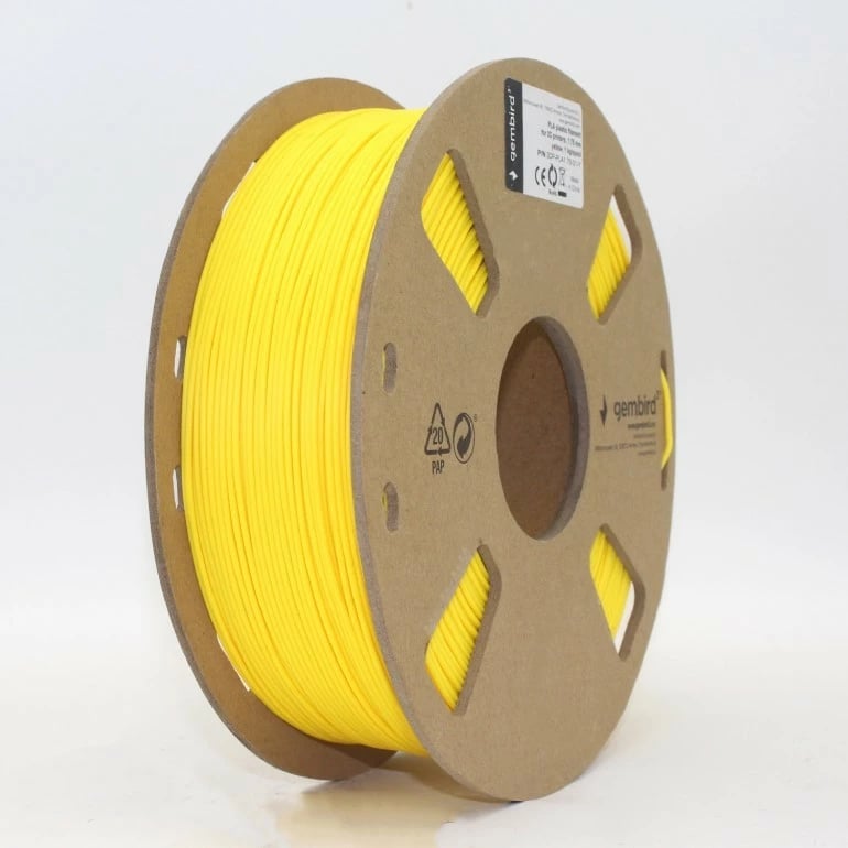 Filament 3D Gembird PLA, 1.75 mm, 1 kg, verdhë