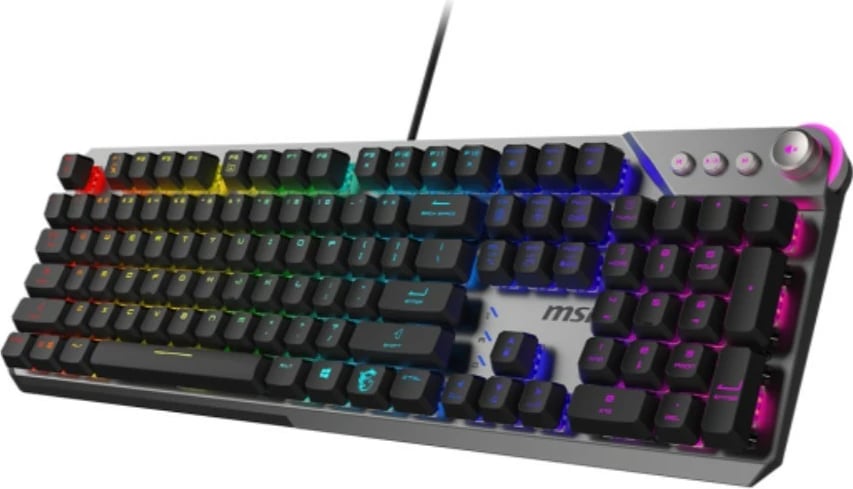 Tastierë mekanike MSI Strike 600 Silent US, me ndriçim RGB, me kabllo, e zezë/argjend