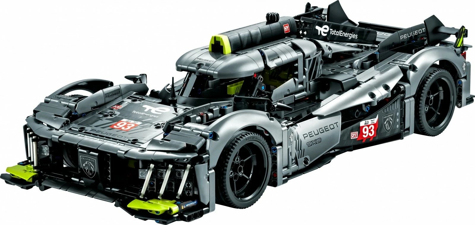 Set ndërtimi LEGO Technic PEUGEOT 9X8 24H Le Mans Hybrid Hypercar 42156, 1775 pjesë, për të rritur, Gri
