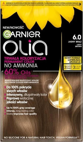 Ngjyrë për flokë për femra Garnier Olia 6.0 Kafe e Çelët, 1 copë