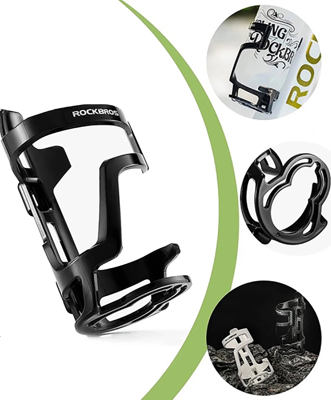 Mbajtëse shishe për biçikletë Rockbros 31210012001, polikarbonat, e zezë