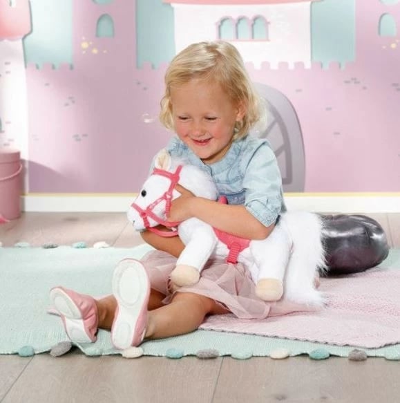 Lodër poni Baby Annabell Little Cute, Zapf, 36cm, me efekte zanore, rozë/bardhë
