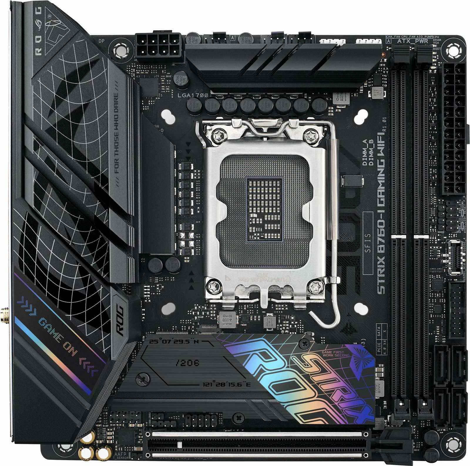 Pllakë amë ASUS ROG STRIX B760-I GAMING WIFI, Intel, LGA 1700, DDR5-SDRAM, 64 GB
