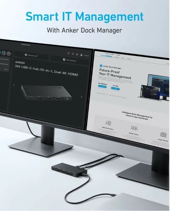 Kasë Anker Hub 364 USB-C Dual Display 10w1, 2x4K HDMI, Ethernet, e zezë
