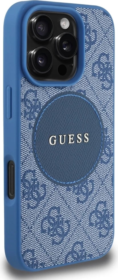 Mbështjellës Guess 4G Circle Classic Logo MagSafe për iPhone 16 Pro, Kaltër