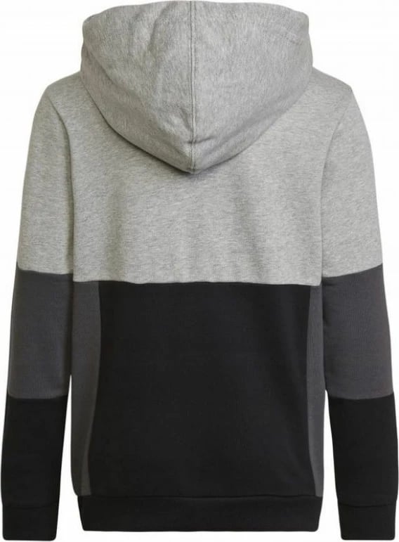 Duks për fëmijë adidas, me kapuç, ngjyrë e zezë dhe gri