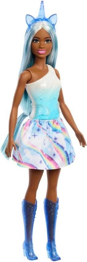 Kukull Barbie Mattel HRR12/HRR14, Touch of Magic, me fustan blu, me aksesorë unikorn