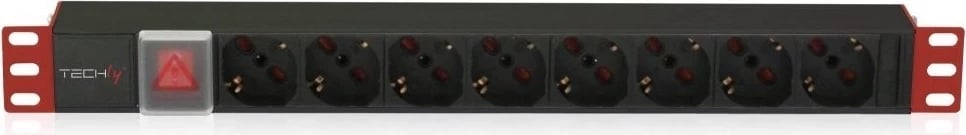 Shirit fuqie për kabinet Techly, 102635, 1U, me 8 priza Schuko dhe kabllo 3m C20