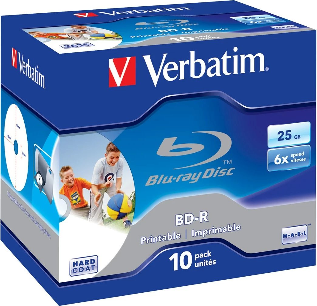 Disk Blu-ray Verbatim BD-R SL 25GB 6x, 10 copë
