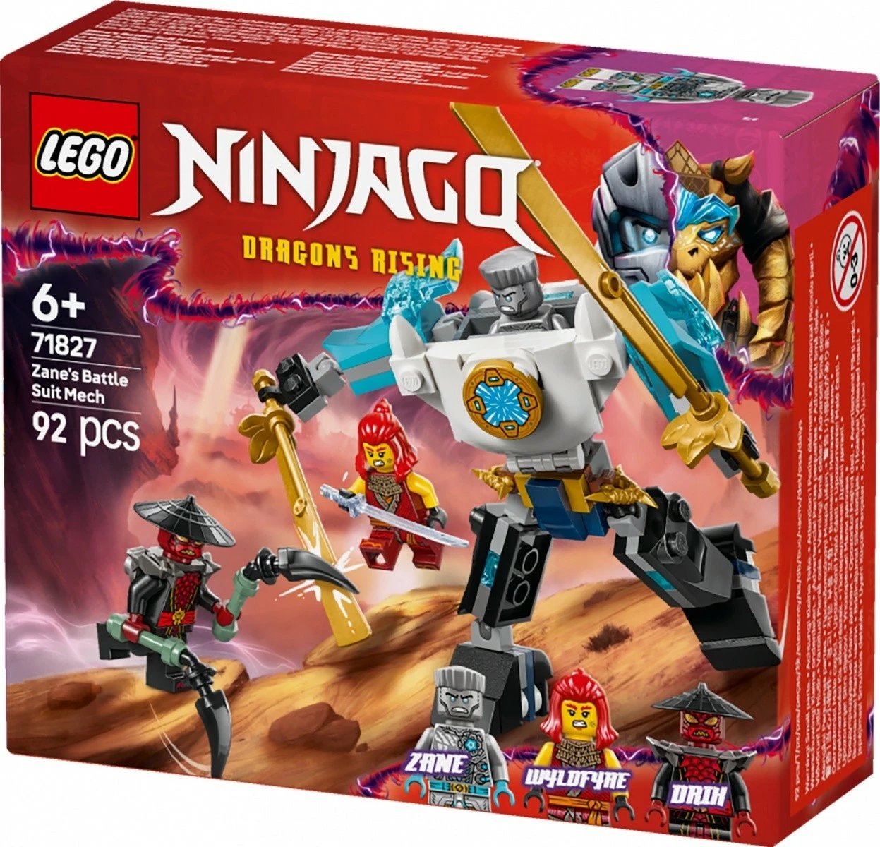 Set LEGO Ninjago Zane's Battle Armor Mech 71827, 92 pjesë, për fëmijë