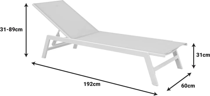 Shezlong Boka, alumin i zi, tekstilene, 60x192x31cm