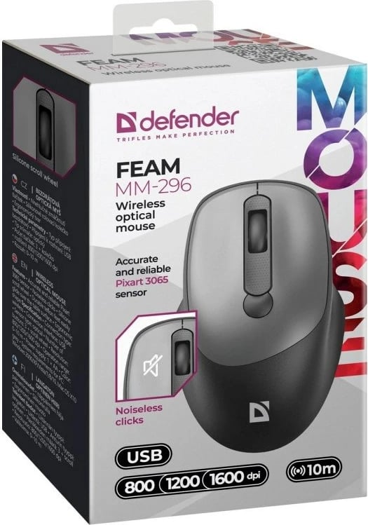 Maus Defender FEAM MM-296 RF Silent, Gri