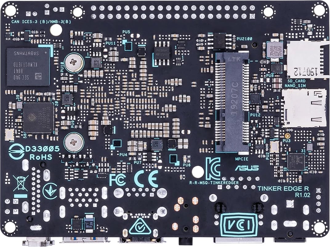 Kasë ASUS Tinker Edge R, Rockchip RK3399Pro, 6GB RAM, 16GB eMMC, Wi-Fi, Bluetooth, NPU, zezë