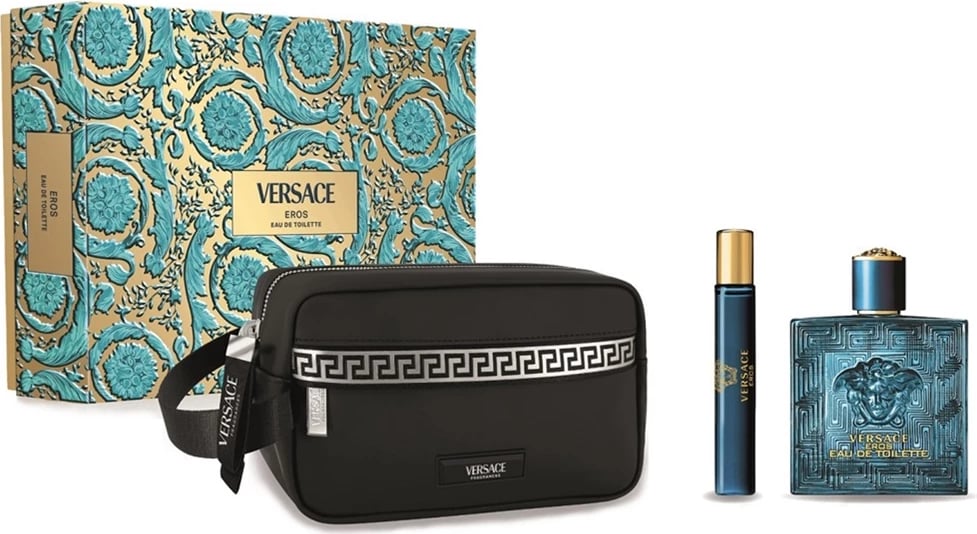 Eau de Toilette set për meshkuj Versace Eros 100ml + 10ml me çantë kozmetike