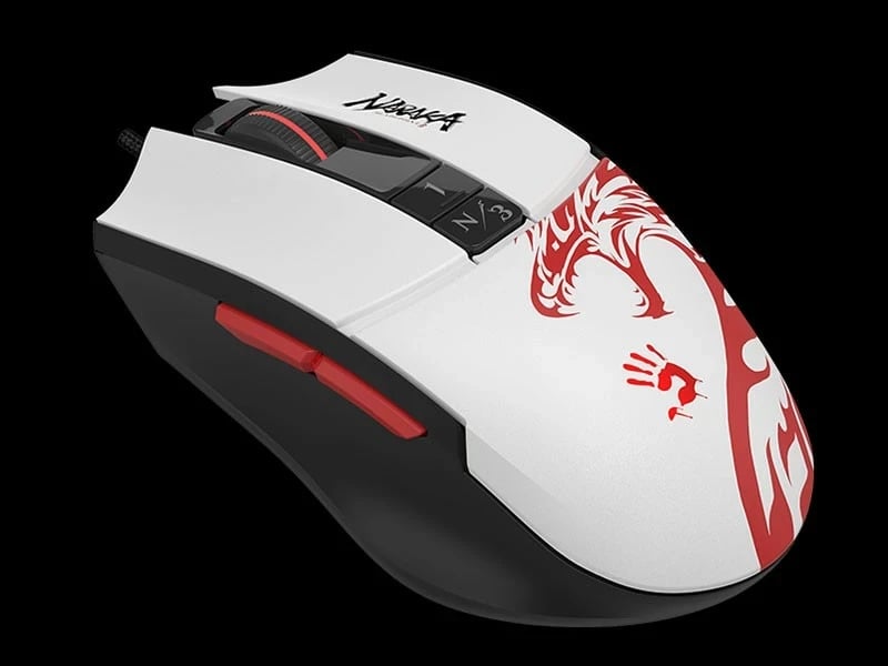 Maus A4Tech Bloody L65 MAX RGB Naraka, i bardhë-zi