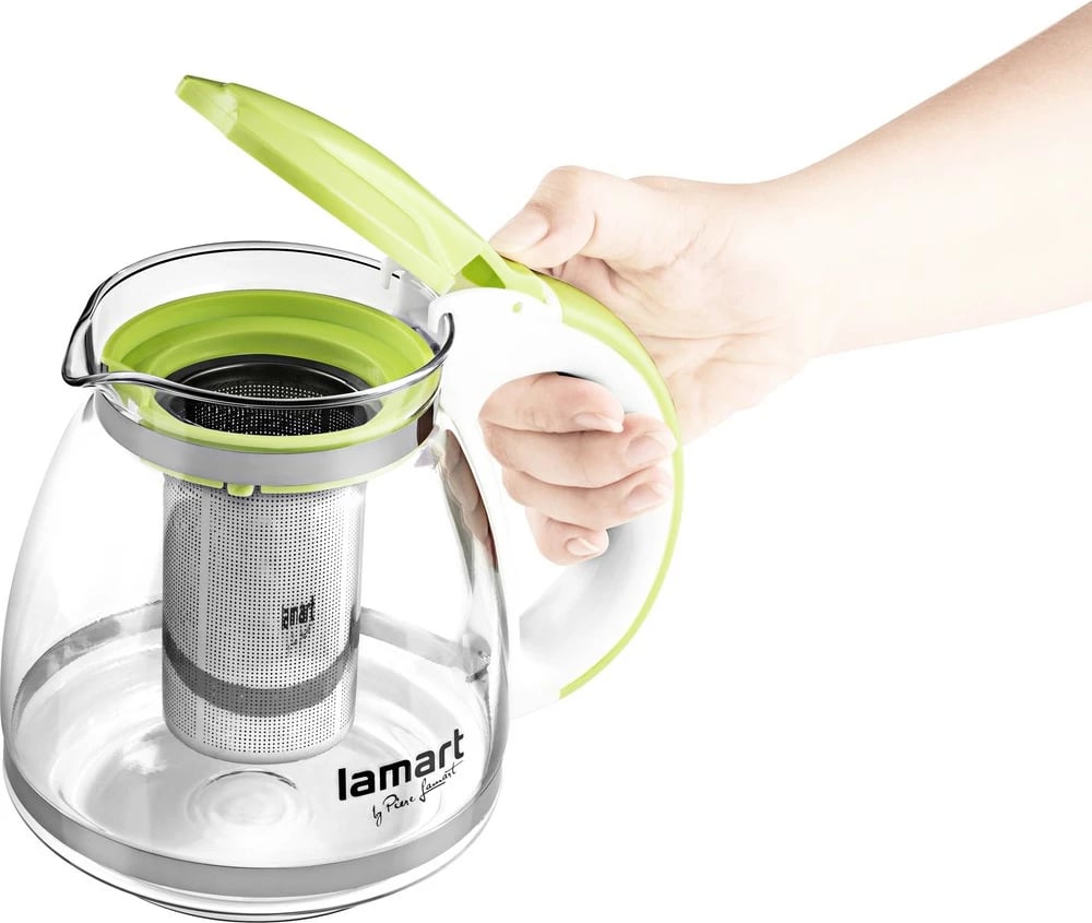Ibrik qelqi me infuzer Lamart LT7028, 1.5L, e gjelbër