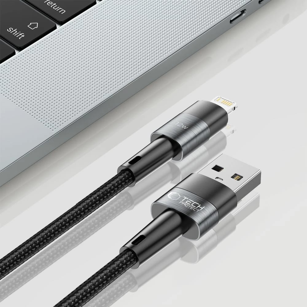 Kabllo Tech-Protect UltraBoost, Lightning në USB-A, 0.25m, 12W, Gri Kabllo Tech-Protect UltraBoost, Lightning në USB-A, 0.25m, 12W, Gri