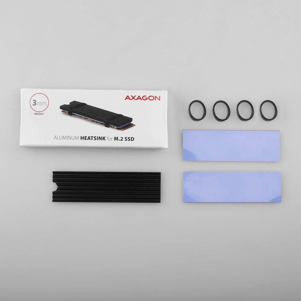 Radiator pasiv AXAGON CLR-M2L3 për SSD M.2, alumini, 3mm, i zi