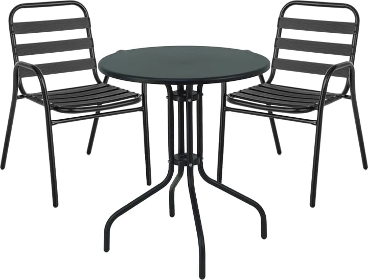 Tavolinë me karrige Sussie-Vergo, të zeza, D60x70cm