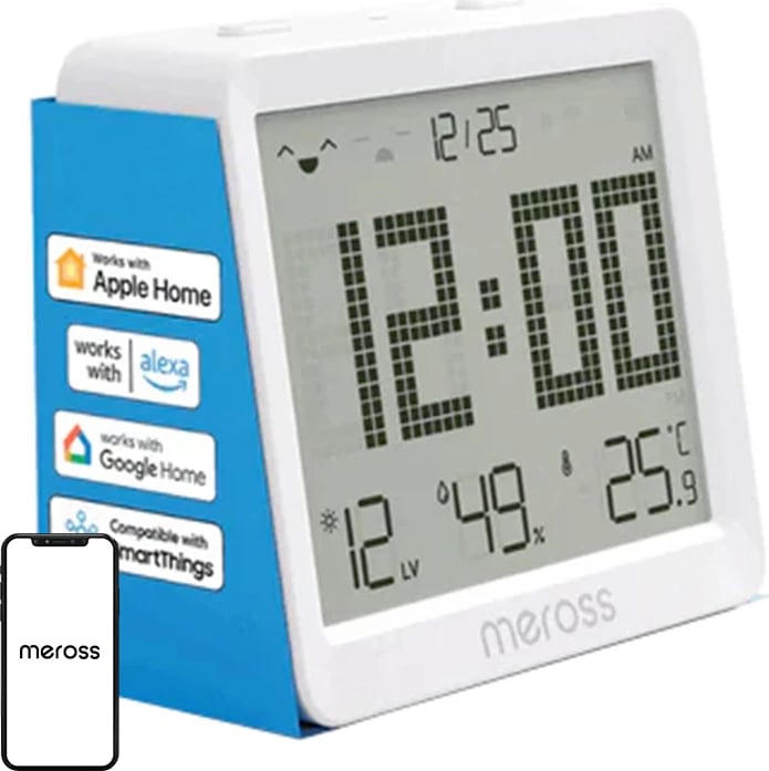 Sensor temperature dhe lagështie Meross MS130-EU, smart, Wi-Fi, ekran 3.7 inç, bardhë
