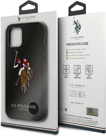 Mbështjellës U.S. Polo Assn. Polo Embroidery për iPhone 12/12 Pro 6.1", i zi