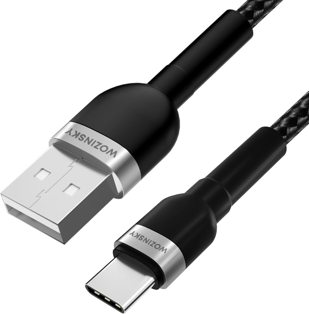 Kabllo USB Wozinsky WNBAC2, USB-A në USB-C, 2 m, 2.4A, najlon, e zezë