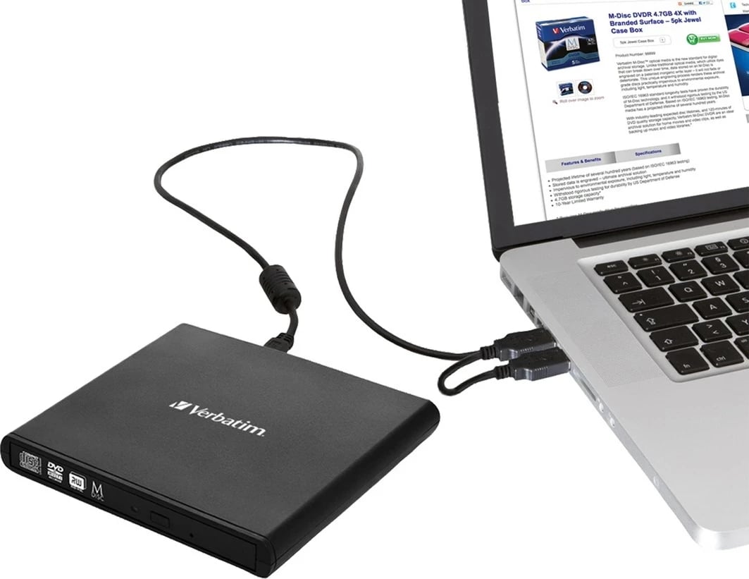 Disk Verbatim Slimline DVD-RW, USB 2.0, i zi