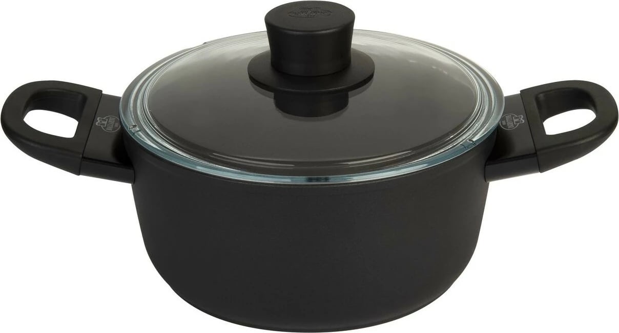 Kasserolle Ballarini AVOLA 24cm, alumini, kapak xhami, e zezë