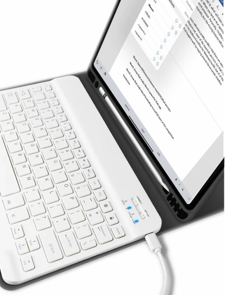 Mbështjellës me tastierë Bluetooth Tech-Protect SC Pen për iPad Air 10.9"/11", i zi, me vend për stilolaps