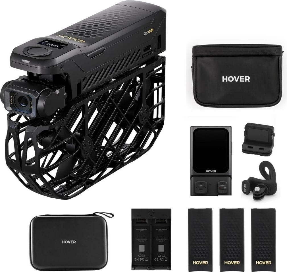 Dron HOVERAir X1 PROMAX Ultimate Cycling Kit, i zi, palosshëm, 4 bateri