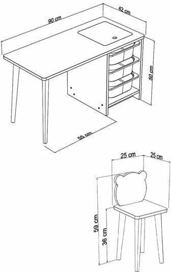 Set tavoline me karrige për fëmijë, Hanah Home, Soho, e bardhë